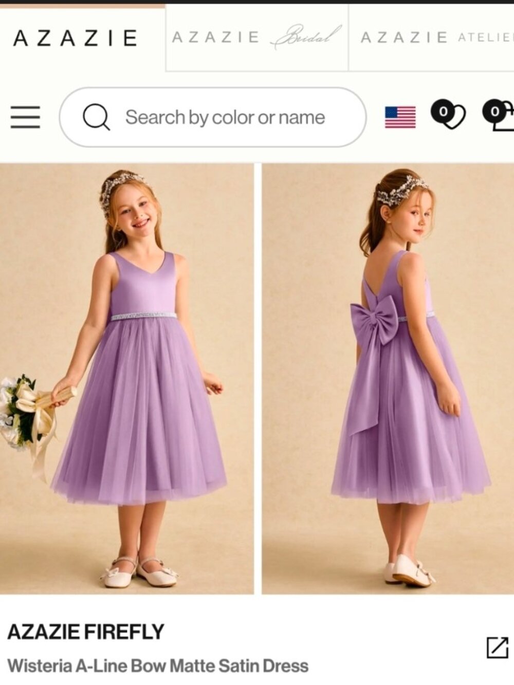 Azazie Flower Girl Dress Size 6